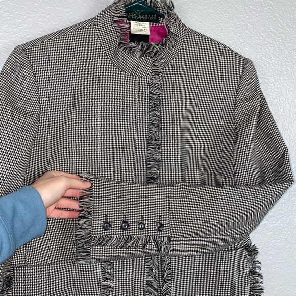 Harve Benard Vintage Houndstooth Women's 100% Wool Zipper Jacket | Size 10 - Picture 3 of 12